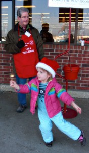 Rick Law and Granddaughter Lucy "ringing bells"